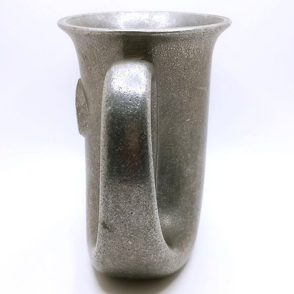 Vintage Pewter Pitcher Mug 5" Tankard Horn Stein Cup Monogrammed 'J' Marked - Picture 4 of 13